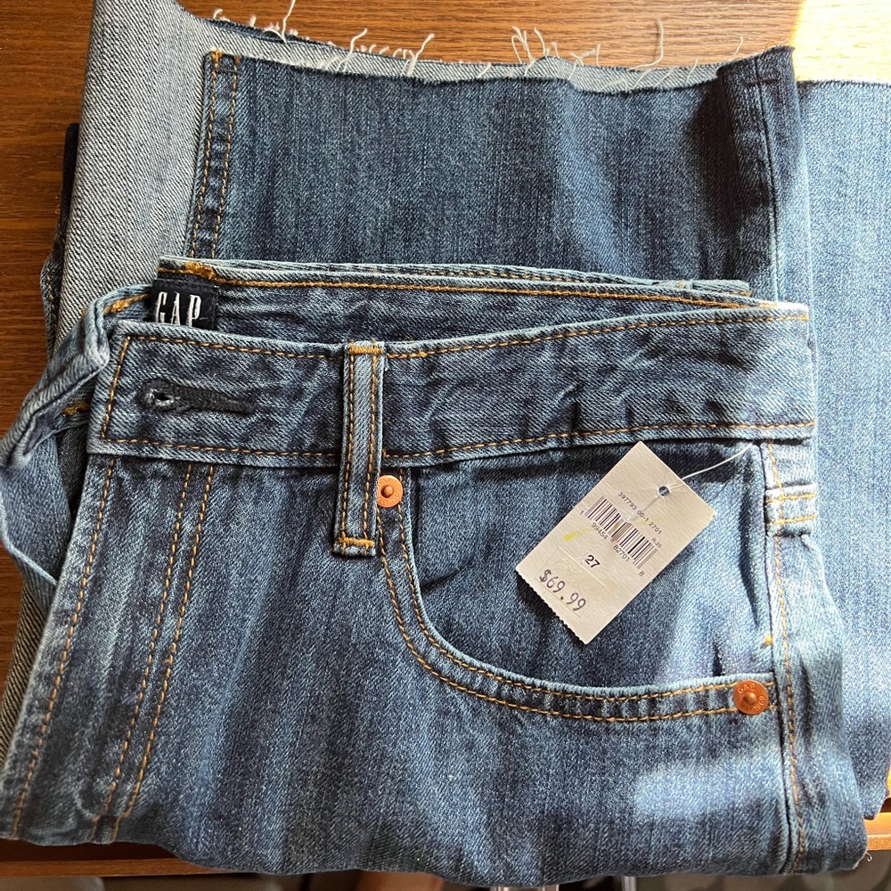 Awesome slitted, long denim skirt.